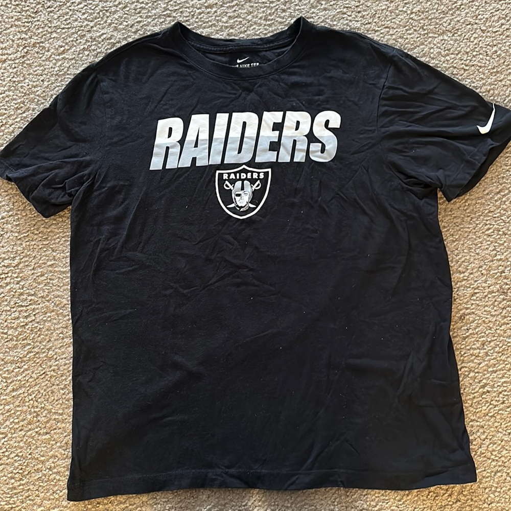 Nike Black Raiders Graphic T-Shirt with White Logo